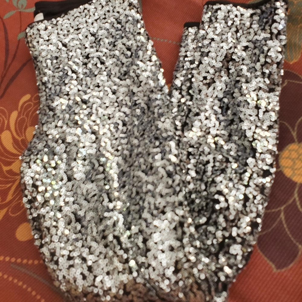 Silver Sequin Pants. Girls Size Small 6-6X